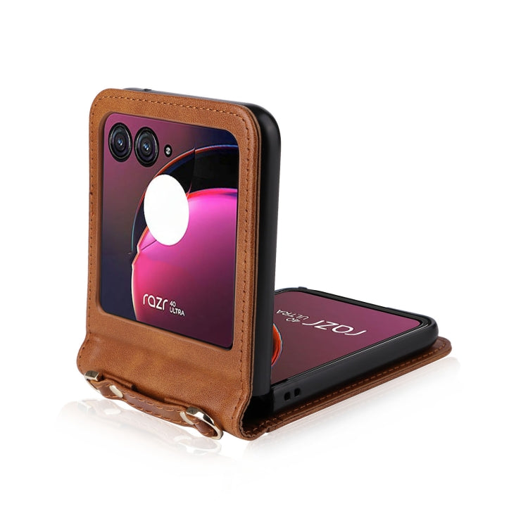 For Motorola Razr 40 Ultra Crossbody Card Slot Leather Phone Case(Brown) - Motorola Cases by buy2fix | Online Shopping UK | buy2fix
