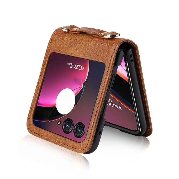 For Motorola Razr 40 Ultra Crossbody Card Slot Leather Phone Case(Brown) - Motorola Cases by buy2fix | Online Shopping UK | buy2fix