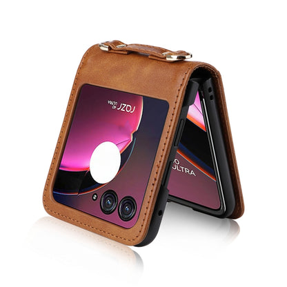 For Motorola Razr 40 Ultra Crossbody Card Slot Leather Phone Case(Brown) - Motorola Cases by buy2fix | Online Shopping UK | buy2fix