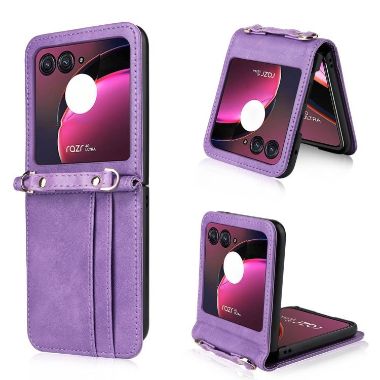 For Motorola Razr 40 Ultra Crossbody Card Slot Leather Phone Case(Purple) by buy2fix