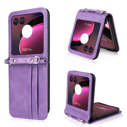 For Motorola Razr 40 Ultra Crossbody Card Slot Leather Phone Case(Purple) by buy2fix