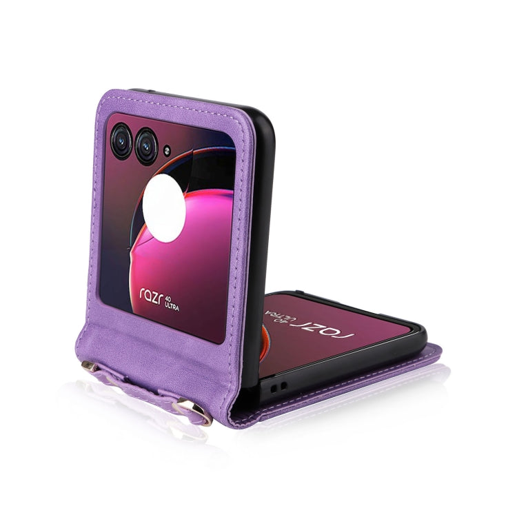 For Motorola Razr 40 Ultra Crossbody Card Slot Leather Phone Case(Purple) by buy2fix