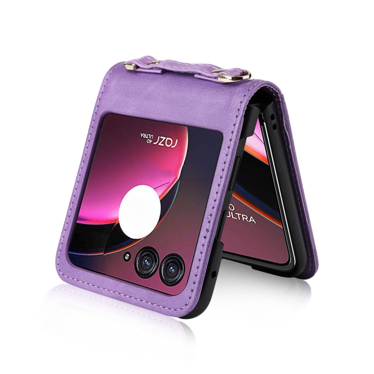 For Motorola Razr 40 Ultra Crossbody Card Slot Leather Phone Case(Purple) by buy2fix