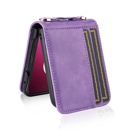 For Motorola Razr 40 Ultra Crossbody Card Slot Leather Phone Case(Purple) by buy2fix