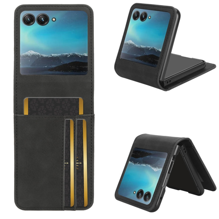 For Motorola Razr 40 Ultra Skin Feel Card Slot Leather Phone Case(Black) by buy2fix