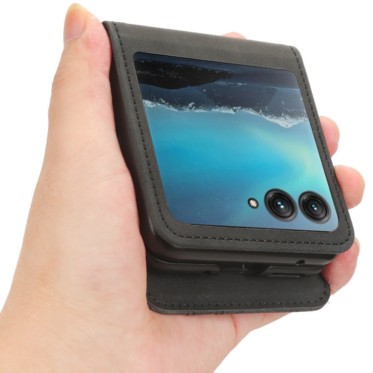 For Motorola Razr 40 Ultra Skin Feel Card Slot Leather Phone Case(Black) by buy2fix
