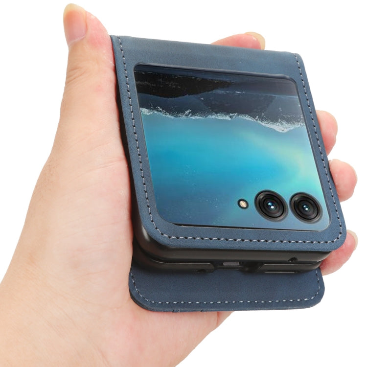 For Motorola Razr 40 Ultra Skin Feel Card Slot Leather Phone Case(Blue) by buy2fix
