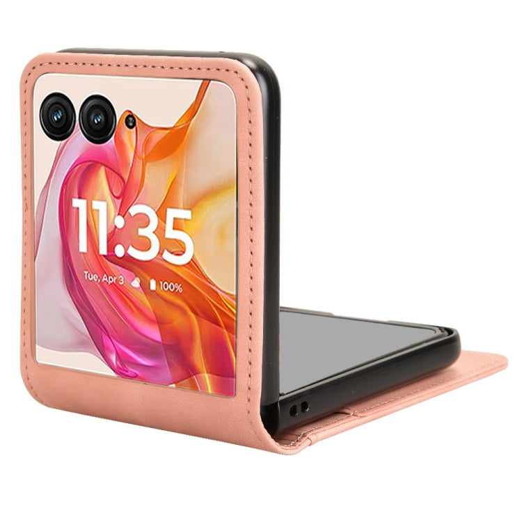 For Motorola Razr 50 Ultra Skin Feel Card Slot Leather Phone Case(Pink) by buy2fix