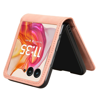 For Motorola Razr 50 Ultra Skin Feel Card Slot Leather Phone Case(Pink) by buy2fix
