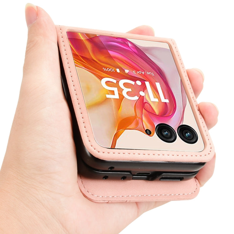 For Motorola Razr 50 Ultra Skin Feel Card Slot Leather Phone Case(Pink) by buy2fix