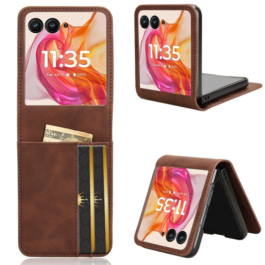 For Motorola Razr 50 Ultra Skin Feel Card Slot Leather Phone Case(Brown) by buy2fix