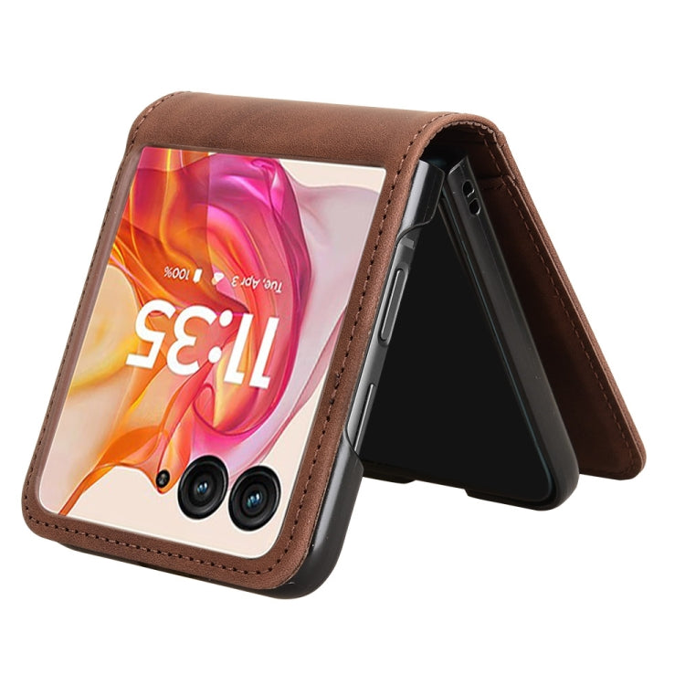 For Motorola Razr 50 Ultra Skin Feel Card Slot Leather Phone Case(Brown) by buy2fix