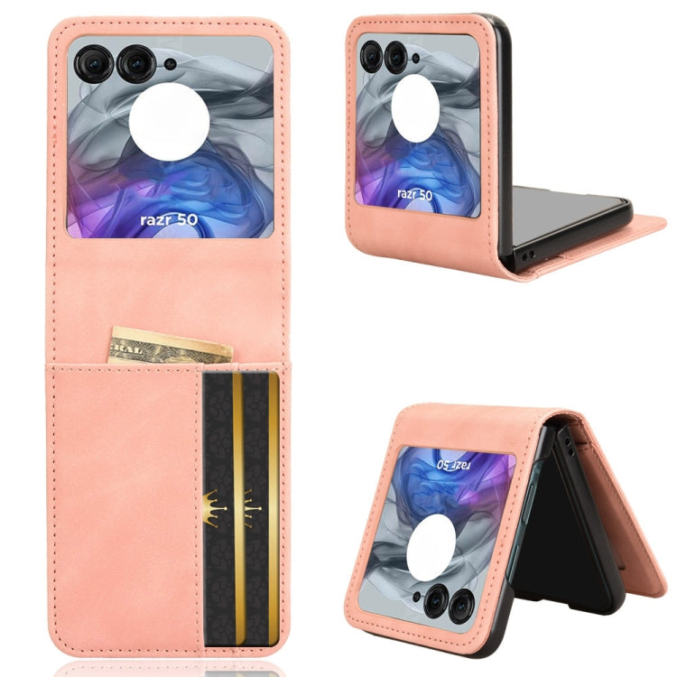 For Motorola Razr 50 Skin Feel Card Slot Leather Phone Case(Pink) by buy2fix