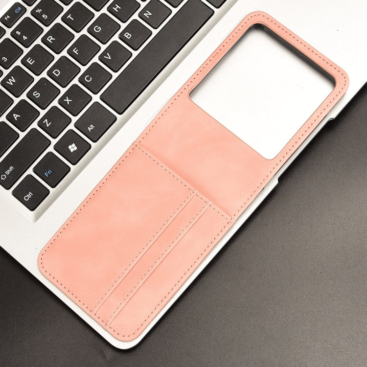 For Motorola Razr 50 Skin Feel Card Slot Leather Phone Case(Pink) by buy2fix