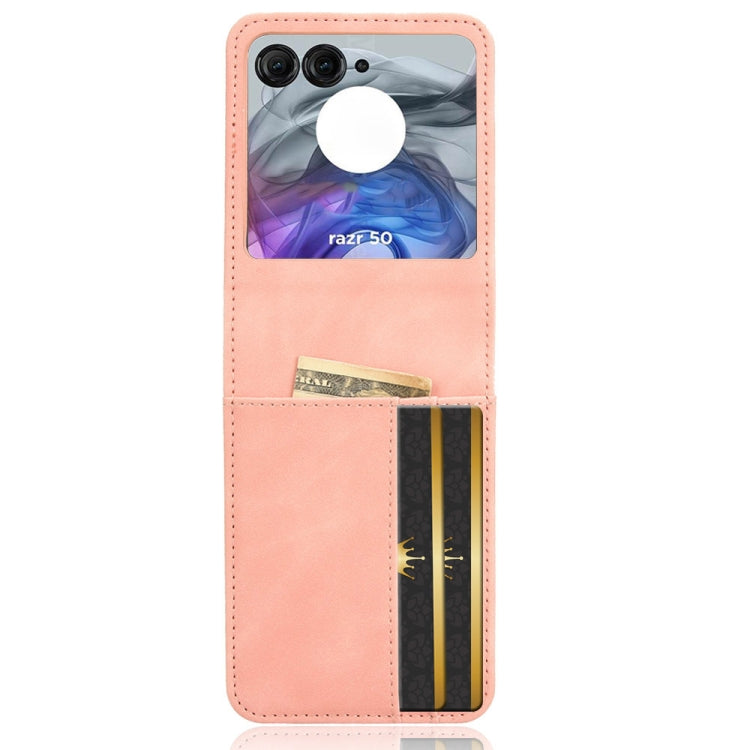 For Motorola Razr 50 Skin Feel Card Slot Leather Phone Case(Pink) by buy2fix