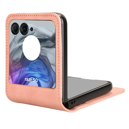 For Motorola Razr 50 Skin Feel Card Slot Leather Phone Case(Pink) by buy2fix