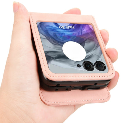 For Motorola Razr 50 Skin Feel Card Slot Leather Phone Case(Pink) by buy2fix