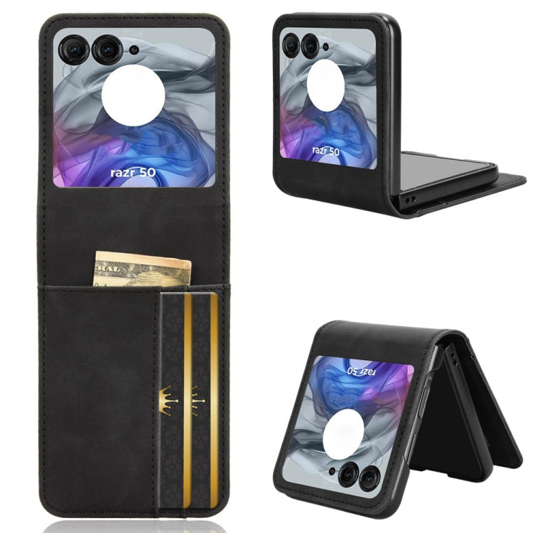 For Motorola Razr 50 Skin Feel Card Slot Leather Phone Case(Black) by buy2fix