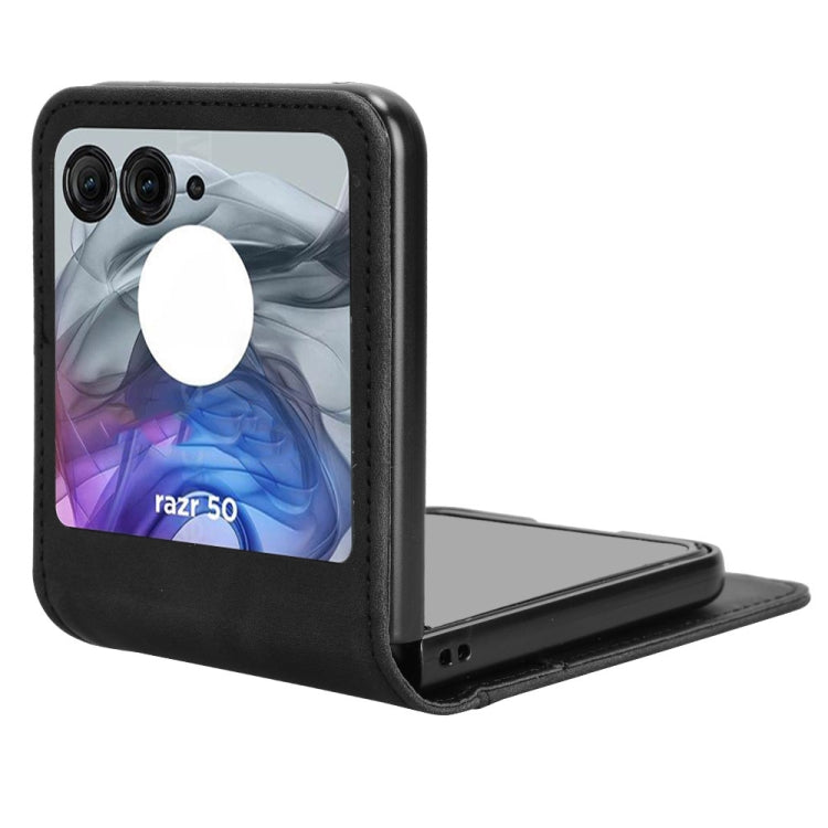 For Motorola Razr 50 Skin Feel Card Slot Leather Phone Case(Black) by buy2fix