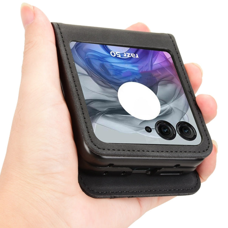 For Motorola Razr 50 Skin Feel Card Slot Leather Phone Case(Black) by buy2fix