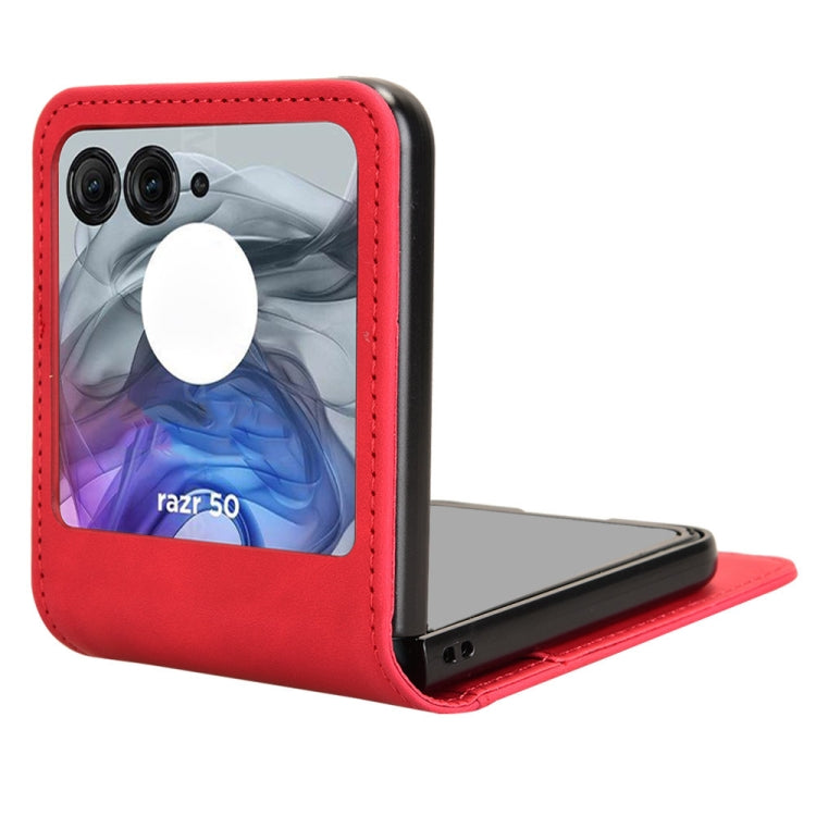 For Motorola Razr 50 Skin Feel Card Slot Leather Phone Case(Red) by buy2fix
