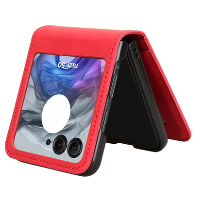 For Motorola Razr 50 Skin Feel Card Slot Leather Phone Case(Red) by buy2fix
