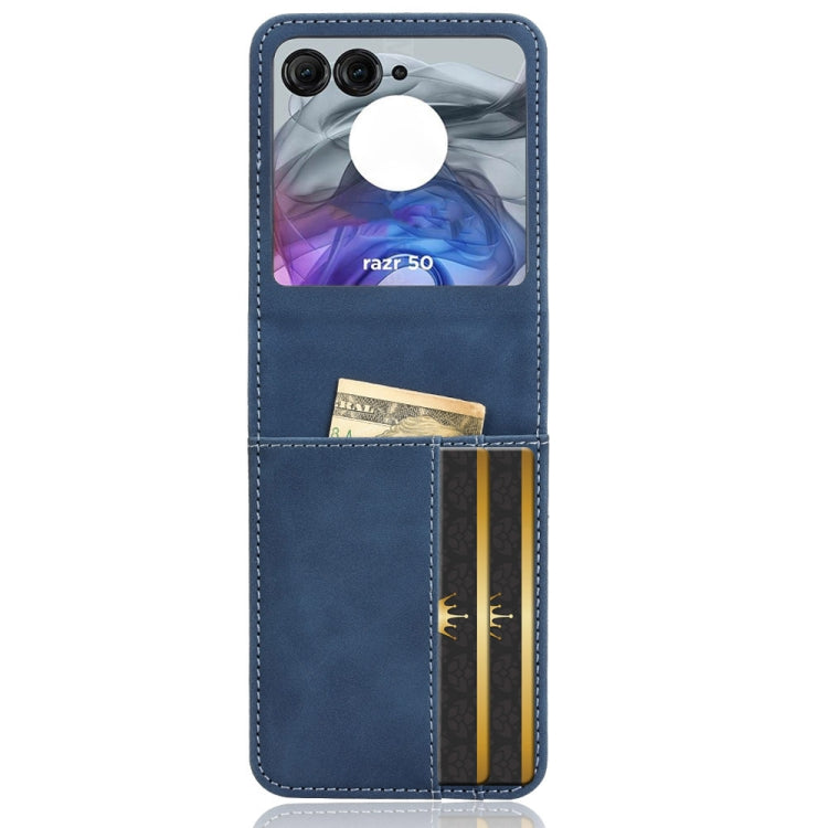 For Motorola Razr 50 Skin Feel Card Slot Leather Phone Case(Blue) by buy2fix