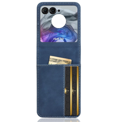 For Motorola Razr 50 Skin Feel Card Slot Leather Phone Case(Blue) by buy2fix