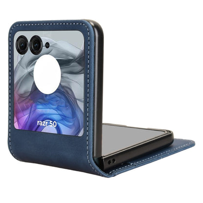 For Motorola Razr 50 Skin Feel Card Slot Leather Phone Case(Blue) by buy2fix