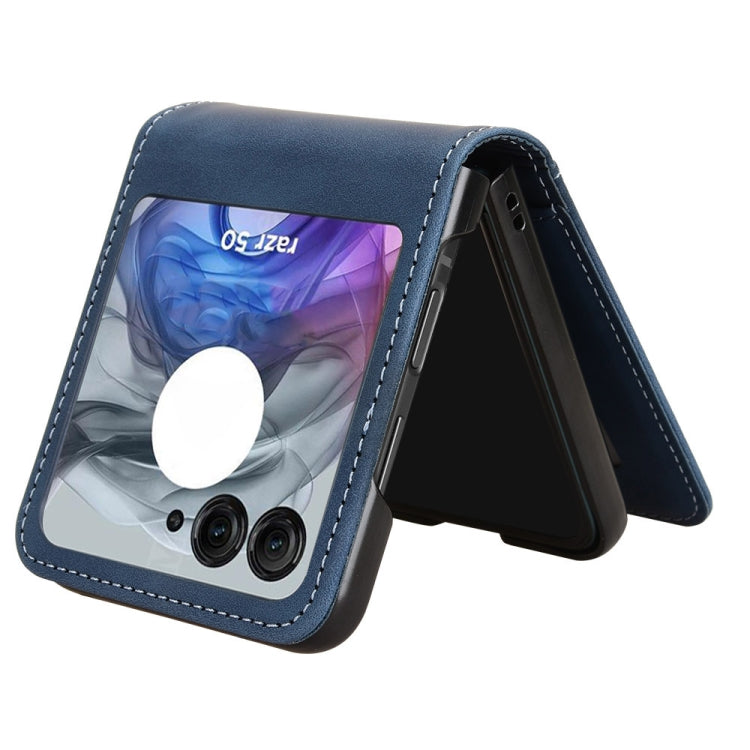 For Motorola Razr 50 Skin Feel Card Slot Leather Phone Case(Blue) by buy2fix