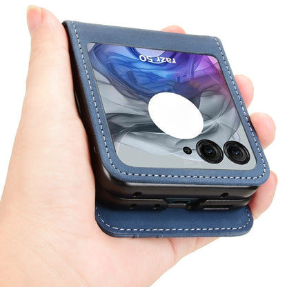 For Motorola Razr 50 Skin Feel Card Slot Leather Phone Case(Blue) by buy2fix