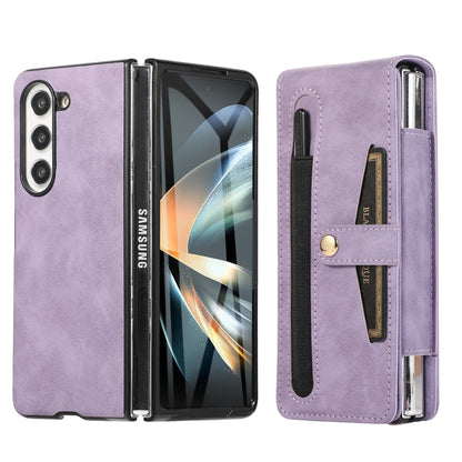 For Samsung Galaxy Z Fold5 Multifunctional Folding Phone Leather Case(Purple) - Galaxy Z Fold5 Cases by buy2fix | Online Shopping UK | buy2fix