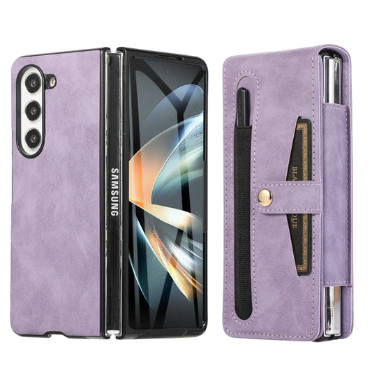 For Samsung Galaxy Z Fold5 Multifunctional Folding Phone Leather Case(Purple) - Galaxy Z Fold5 Cases by buy2fix | Online Shopping UK | buy2fix