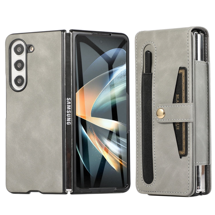 For Samsung Galaxy Z Fold5 Multifunctional Folding Phone Leather Case(Grey) - Galaxy Z Fold5 Cases by buy2fix | Online Shopping UK | buy2fix