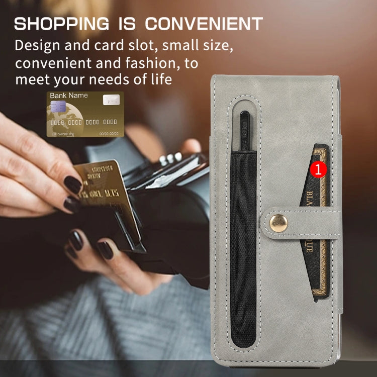 For Samsung Galaxy Z Fold5 Multifunctional Folding Phone Leather Case(Grey) - Galaxy Z Fold5 Cases by buy2fix | Online Shopping UK | buy2fix