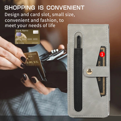 For Samsung Galaxy Z Fold5 Multifunctional Folding Phone Leather Case(Grey) - Galaxy Z Fold5 Cases by buy2fix | Online Shopping UK | buy2fix