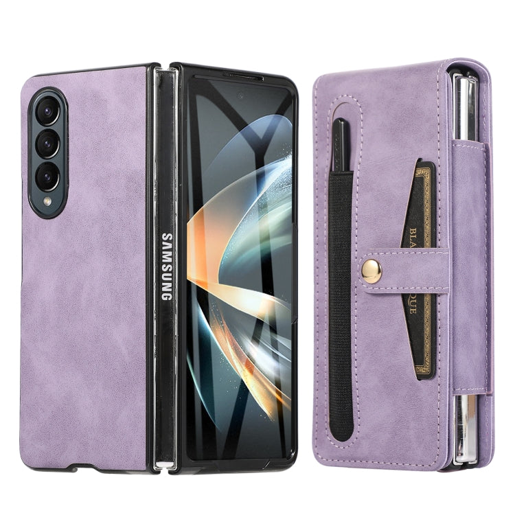 For Samsung Galaxy Z Fold4 Multifunctional Folding Phone Leather Case(Purple) - Galaxy Z Fold4 5G Cases by buy2fix | Online Shopping UK | buy2fix