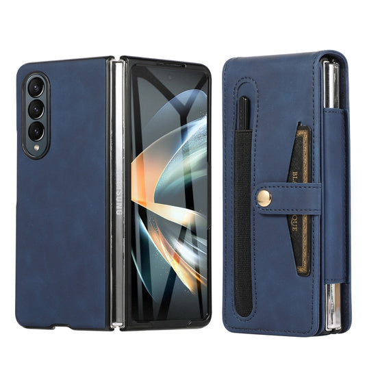 For Samsung Galaxy Z Fold4 Multifunctional Folding Phone Leather Case(Blue) - Galaxy Z Fold4 5G Cases by buy2fix | Online Shopping UK | buy2fix