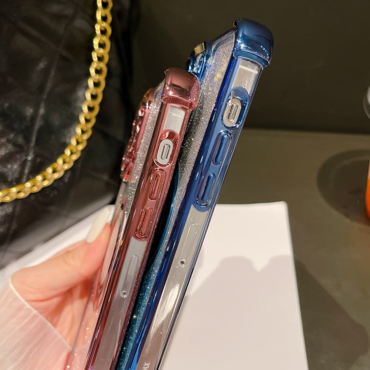 For iPhone 11 Pro Max 6D Electroplating Gradient Glitter Armor Magsafe Phone Case(Blue) by buy2fix