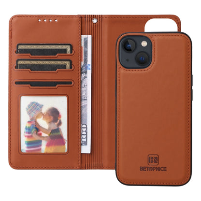 For iPhone 13 / 14 BETOPNICE BN-005 2 in 1 Detachable Imitate Genuine Leather Phone Case(Brown) - iPhone 14 Cases by BETOPNICE | Online Shopping UK | buy2fix