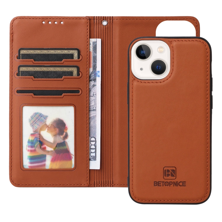 For iPhone 13 mini BETOPNICE BN-005 2 in 1 Detachable Imitate Genuine Leather Phone Case(Brown) - iPhone 13 mini Cases by BETOPNICE | Online Shopping UK | buy2fix