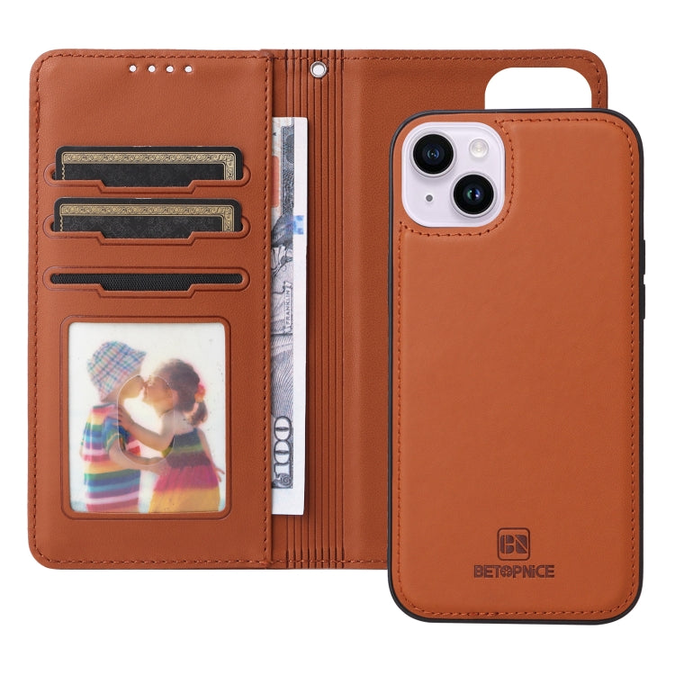 For iPhone 14 Plus BETOPNICE BN-005 2 in 1 Detachable Imitate Genuine Leather Phone Case(Brown) - iPhone 14 Plus Cases by BETOPNICE | Online Shopping UK | buy2fix