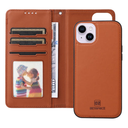For iPhone 14 Plus BETOPNICE BN-005 2 in 1 Detachable Imitate Genuine Leather Phone Case(Brown) - iPhone 14 Plus Cases by BETOPNICE | Online Shopping UK | buy2fix