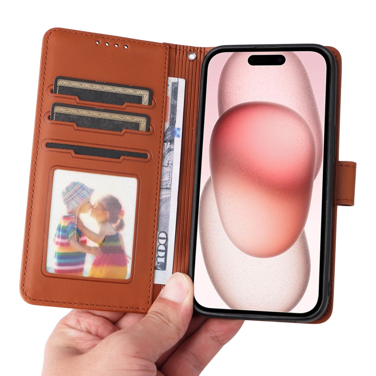 For iPhone 15 BETOPNICE BN-005 2 in 1 Detachable Imitate Genuine Leather Phone Case(Brown) - iPhone 15 Cases by BETOPNICE | Online Shopping UK | buy2fix