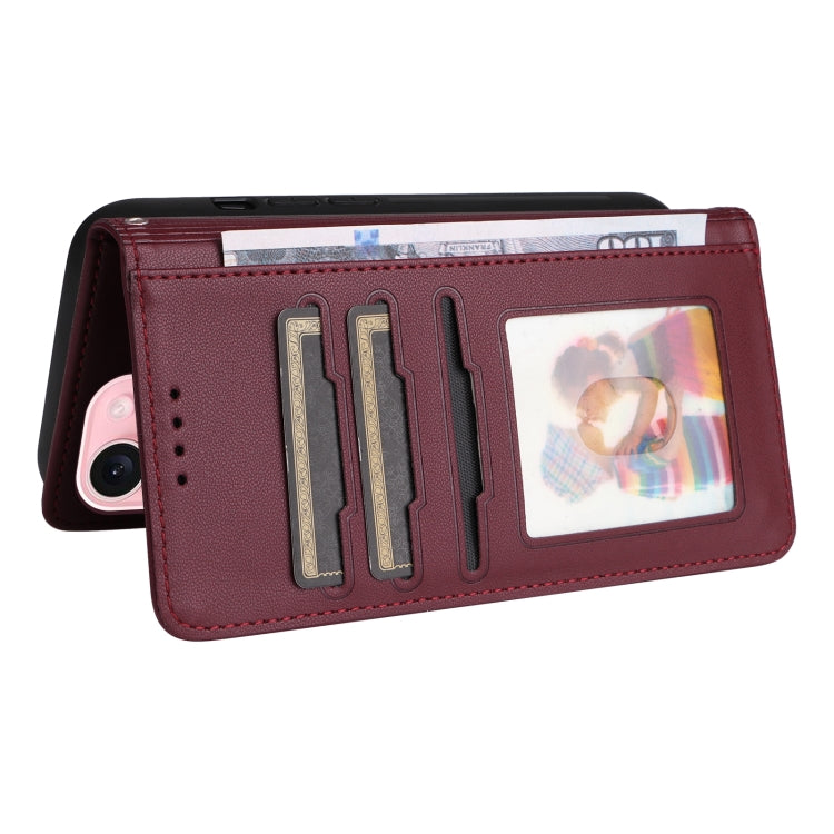 For iPhone 15 BETOPNICE BN-005 2 in 1 Detachable Imitate Genuine Leather Phone Case(Wine Red) - iPhone 15 Cases by BETOPNICE | Online Shopping UK | buy2fix