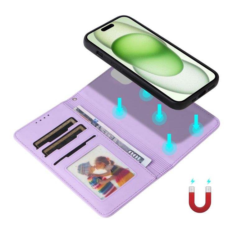 For iPhone 15 Plus BETOPNICE BN-005 2 in 1 Detachable Imitate Genuine Leather Phone Case(Light Purple) - iPhone 15 Plus Cases by BETOPNICE | Online Shopping UK | buy2fix