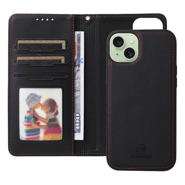 For iPhone 15 Plus BETOPNICE BN-005 2 in 1 Detachable Imitate Genuine Leather Phone Case(Black) - iPhone 15 Plus Cases by BETOPNICE | Online Shopping UK | buy2fix