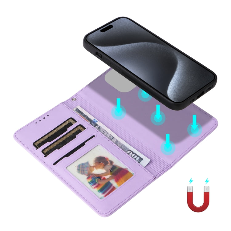 For iPhone 15 Pro BETOPNICE BN-005 2 in 1 Detachable Imitate Genuine Leather Phone Case(Light Purple) - iPhone 15 Pro Cases by BETOPNICE | Online Shopping UK | buy2fix