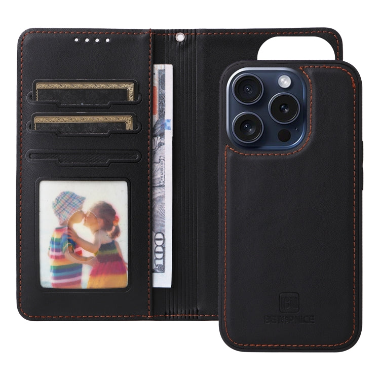 For iPhone 15 Pro BETOPNICE BN-005 2 in 1 Detachable Imitate Genuine Leather Phone Case(Black) - iPhone 15 Pro Cases by BETOPNICE | Online Shopping UK | buy2fix