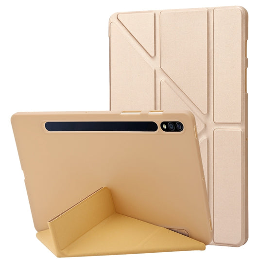 For Samsung Galaxy Tab S10 FE / S9 Deformation Silicone Leather Tablet Case(Gold) - Galaxy Tab S9 Cases by buy2fix | Online Shopping UK | buy2fix
